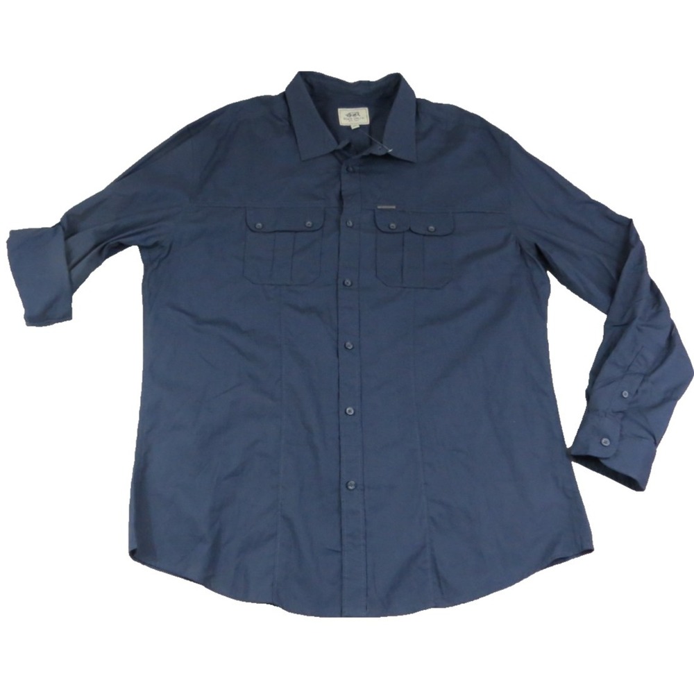 Ecko Unltd. Shirt Men's 2XL Navy Dual Chest Pocket Roll Tab Sleeve Utilitarian